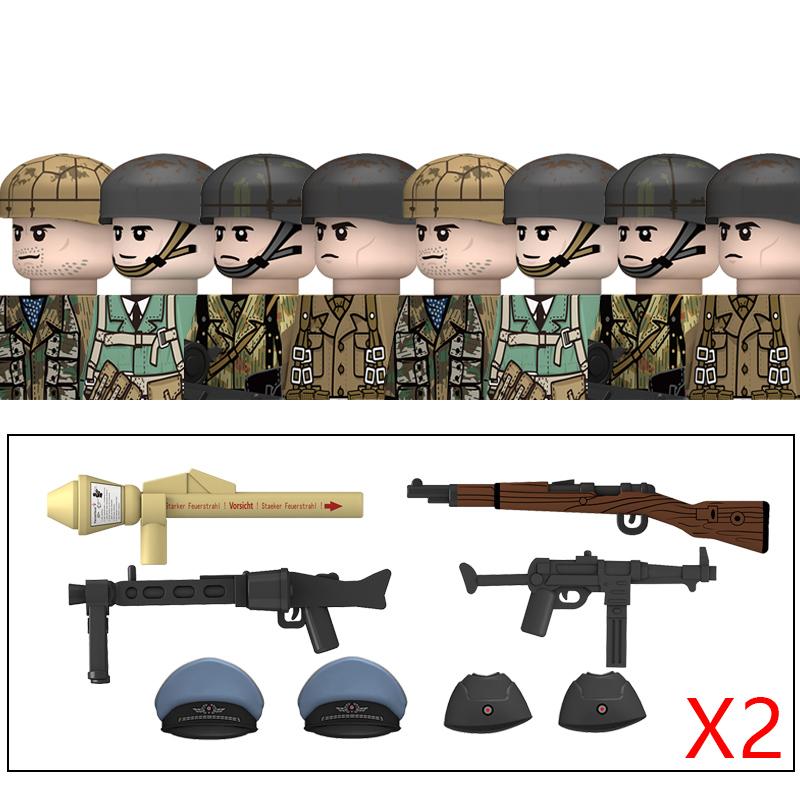 Ungiftige Militär-Zweiter Weltkrieg Deutsche Marine Panzer Truppen Bausteine USA 101. Großbritannien Sowjetunion Soldaten Infanterie Waffen Steine Spielzeug Kinder