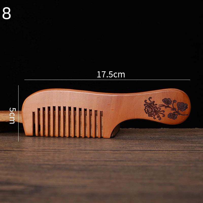 Anti-Static Handcrafted Natural Peach Wood Hair Comb Head Massage Wooden Comb Hair Care Diy Styling Tool