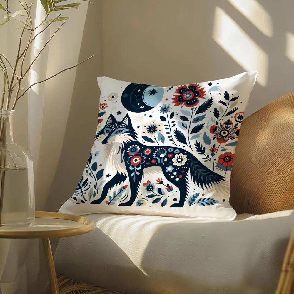 Colorful Plant And Classic Animal Print Pillow Case Double-Sided Plush Sofa Cushion Covers Organic Breathable Invisible Zipper