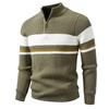 Mens Sweater Quarter Zip Mock Neck Pullover  1/4 Zipper, Knit Textured Design, Long Sleeve, Slim Fit, Suit for Casual Business Work