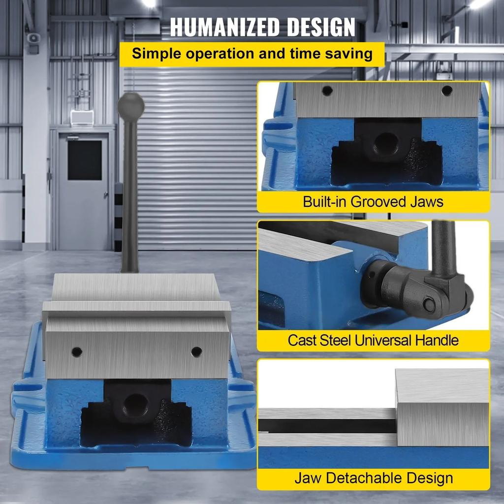 6'' Milling Machine Lockdown Vise Swivel Base Bench Clamp Lock Vise CNC Mill Vice with 360º Swiveling Base CNC Vise