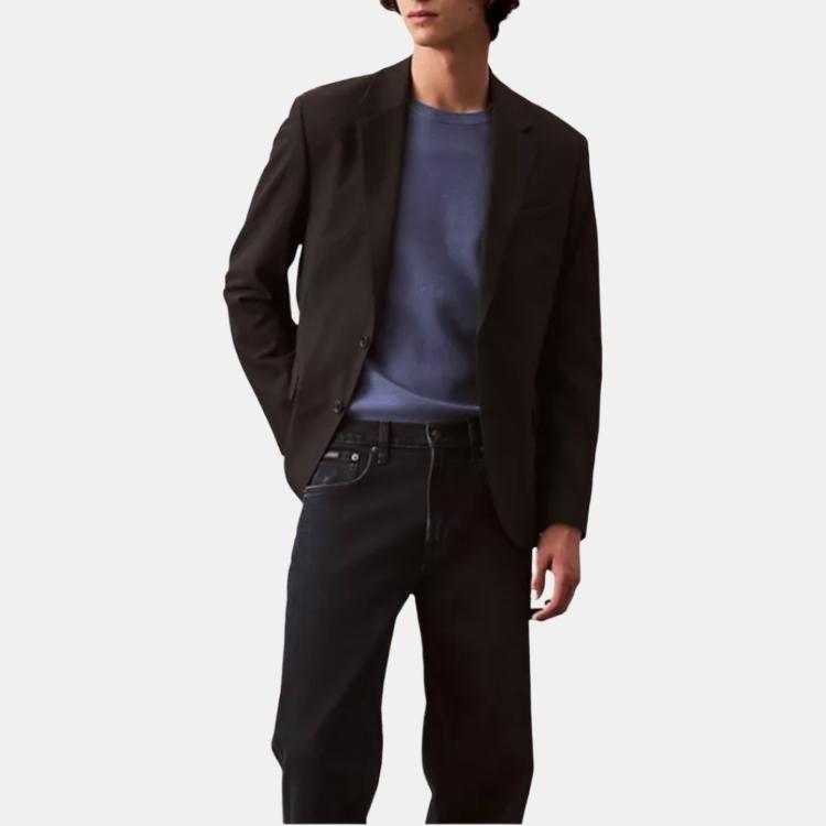 Calvin Klein Minimalist Comfortable Versatile Casual Warm Knit Crew Neck Sweater Men sweater Vintage-Indigo 40BM347-422