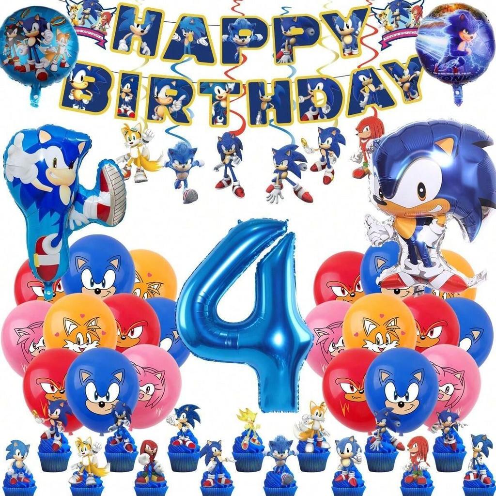 Sonic the Hedgehog-Themed Aluminum Foil Digital Balloon Set—Children's Birthday Party Banner and Decorations