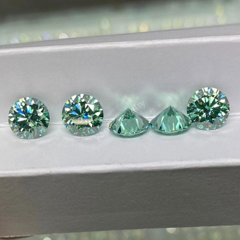 Natural Deep Light Blue-Green Round Moissanite Loose Stones 0.1ct 3mm
