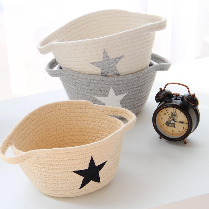 Household Items Cotton Woven Finishing Basket Nordic Five-pointed Star Cotton Rope Storage Box