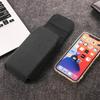 Marsupio Verticale in Nylon per Smartphone con Cinturino in Pelle e Chiusura Magnetica da Uomo