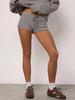 Trendy Sporty Striped Two-Piece Set: Loose Long Sleeve Top & Drawstring Shorts
