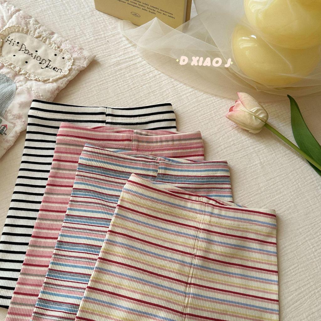 Children's Striped Leggings & Cycling Pants: Available In Large & Small Rolls for Girls & Babies, Korean Style.
