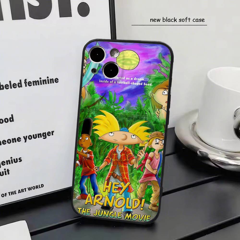 Hey Arnolds for iPhone 15 16 14 Plus 13 12 11 17 Pro Max 17 Air Black Soft Phone Cover