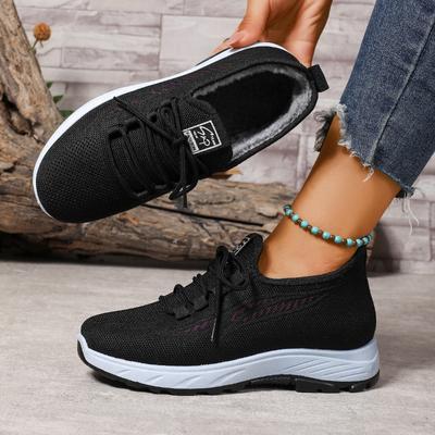 Damen Weite Weite Walking Schuhe mit Fleecefutter - Rutschfeste Weiche Sohle Schnürstiefel für Herbst/Winter, Bequeme Freizeitschuhe für Reife Frauen