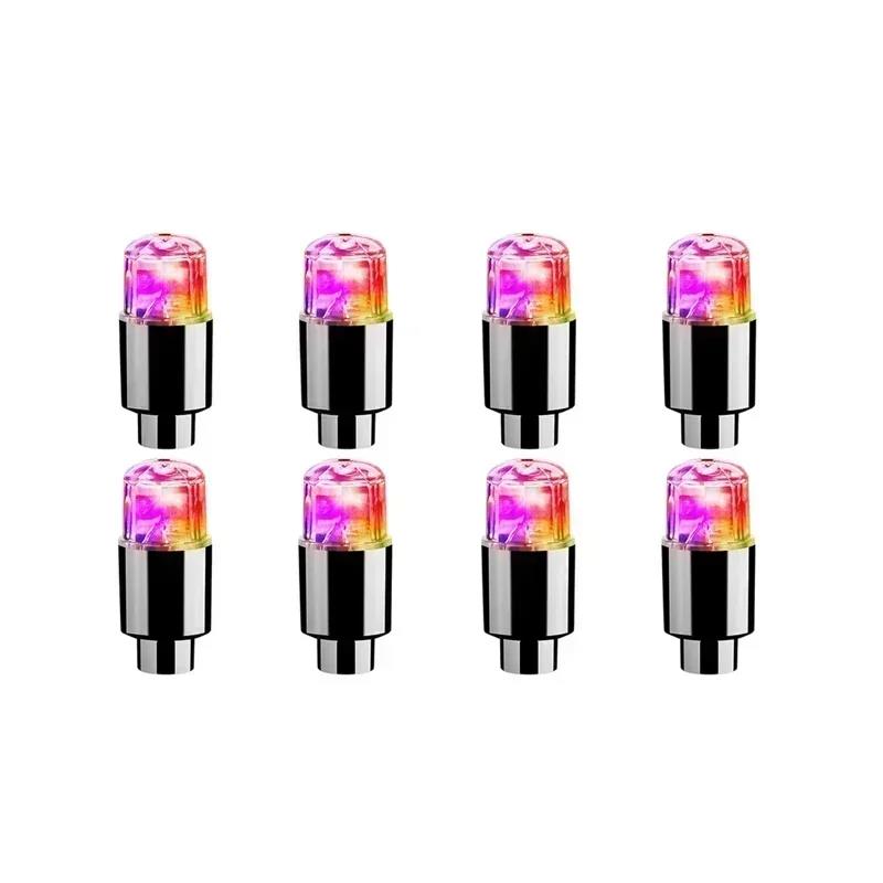 2/4PCS Colorful LED Wheel Valve Lights Motorcycles Bicycles Car Wheel Tire Valve Caps Universal Dustproof Bicycle Valve Cover Valve Stems 1