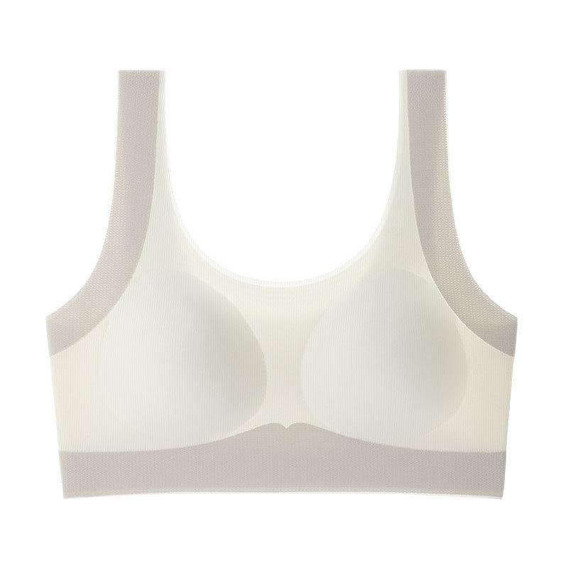 Adolescent girl fixed cup underwear seamless comfortable breathable junior high school students high school students anti-light sports small vest
