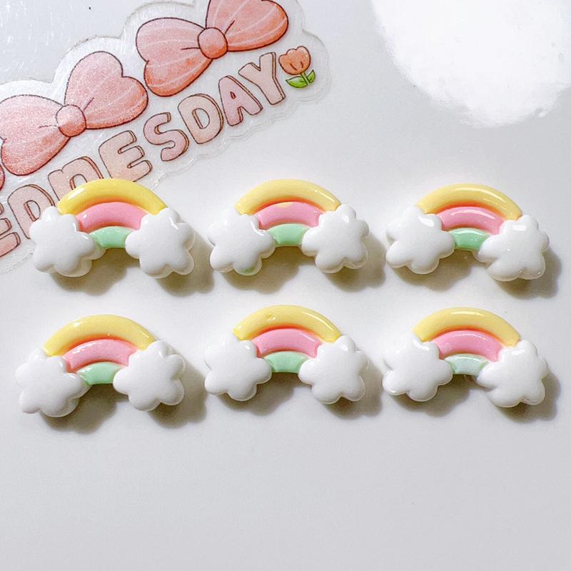 30 Pcs New Lovely Mini Kawaii Cartoon Clouds, Rainbows Resin Diy Jewellery Manicure Hairpin Accessories Decorate A70