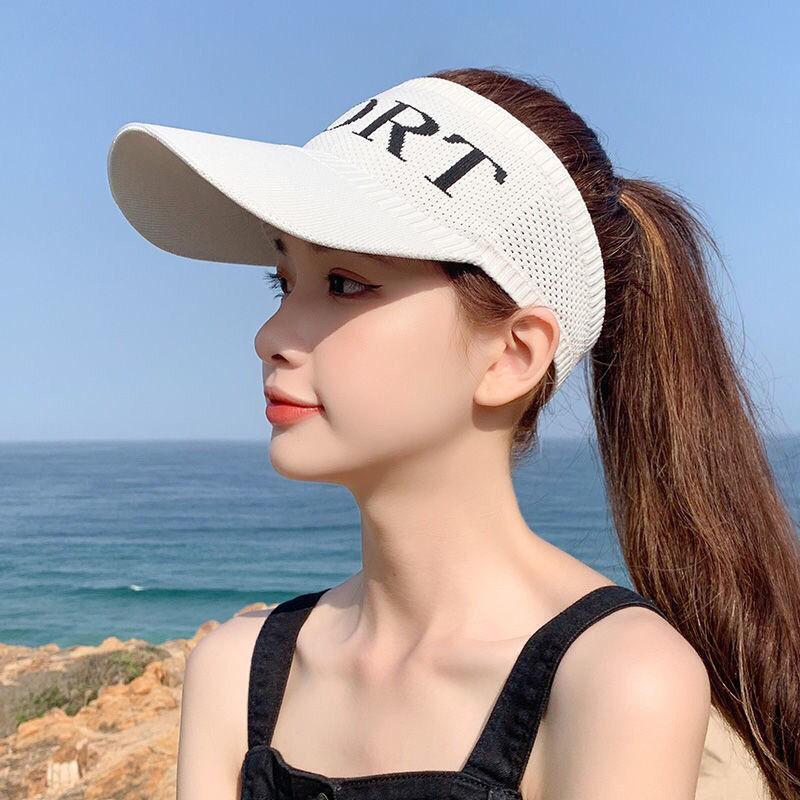 Women's Summer Sun Hat, Open Top Sunshade Pointed Hat for Outdoor Sports Golf, UV Protection Wide Brim Beach Hat