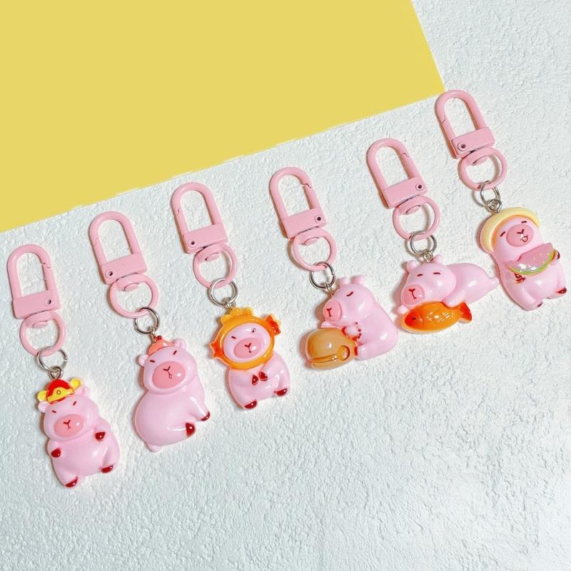 Set of 5/6 Capybara Key Rings Multifuntional Resin Accessory Cartoon Capybara Bag Pendant Suitable for Key and Bag