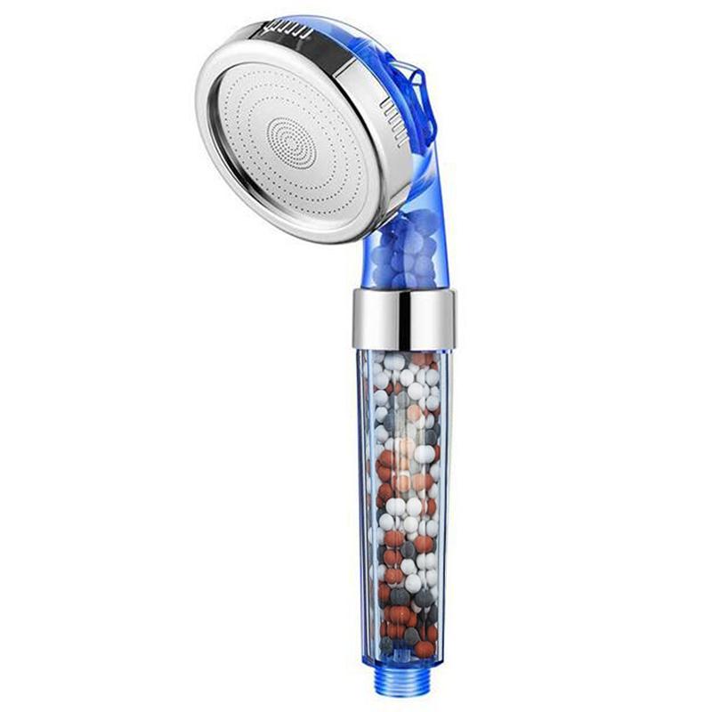 Mineral Balls 3 Modes High Pressure Shower Head with On/Off Switch Filter Water Saving Handheld Showerheads Bathroom Accessories