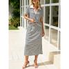 2026 Summer New Women's Fashion Casual Turn-down Collar T-shirt and Slit Skirt Set