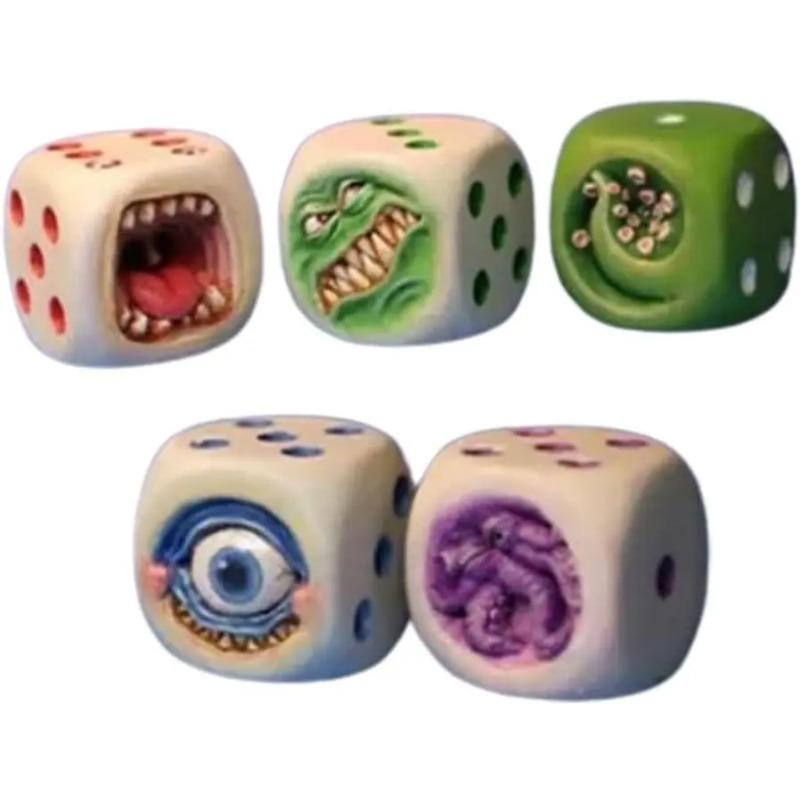 5pcs Set Monster Dice, Dungeons and Dragons Dice, Monster Dice Set for Table Games, Dungeons and Dragons Dicelings, Role Playing