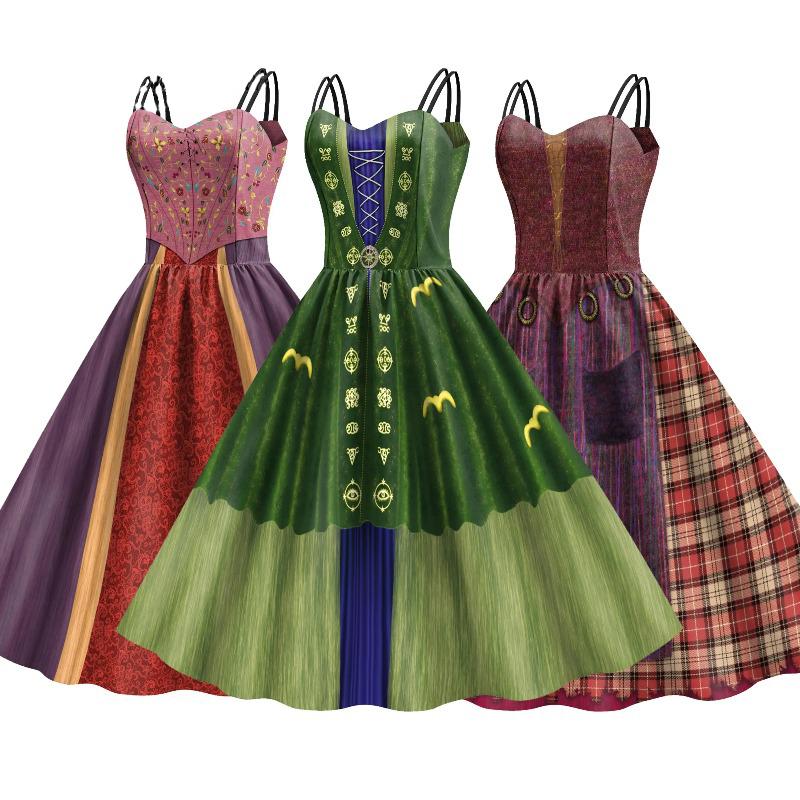 Hexenkleid Damen Winifred Sanderson Mary Sarah Schwester Cosplay Kostüm Erwachsener Klassisches Kleid
