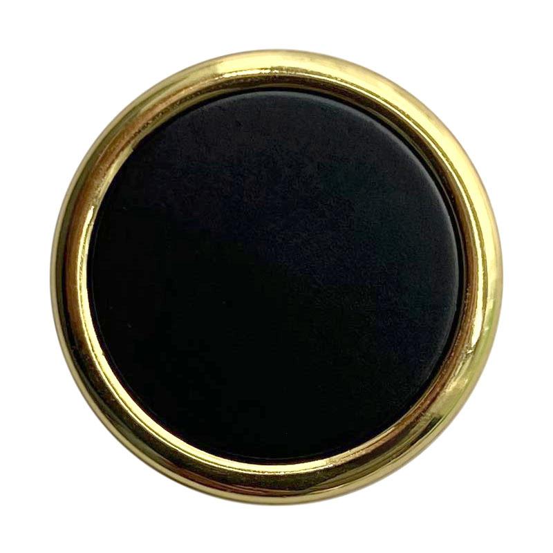 Flat Gold and Silver Edge Black Button Small Fragrance Simple Style Suit Sweater Button Metal Accessories Jacket Button