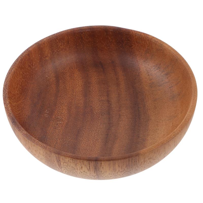 Acacia Wood Plate Round Dish Dinner Plates Food Serving Snack Holder Fruit Storage Condiment Containers Home Bowl