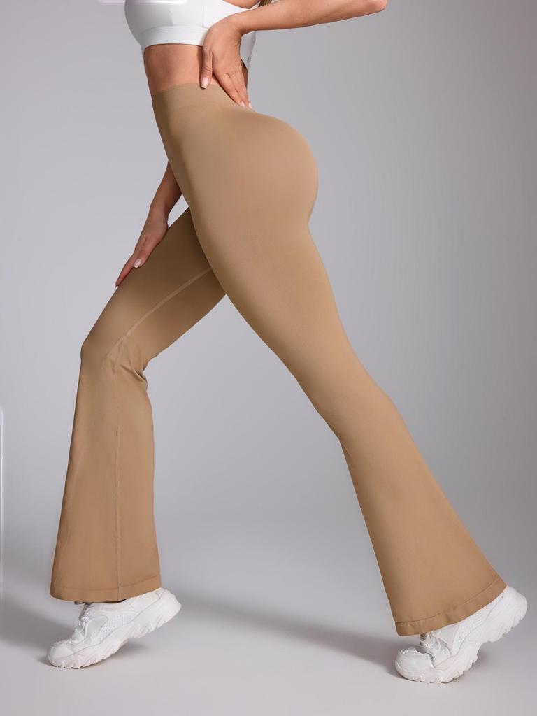 High Waist Deep V Flare Yoga Pants with Tummy Control and High Elasticity for Women