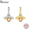 BAMOER 925 Silver Lovely Orange Bee Insect Pendant Necklace for Women 14K Gold Plated Jewelry Birthday Gift 2 Colors
