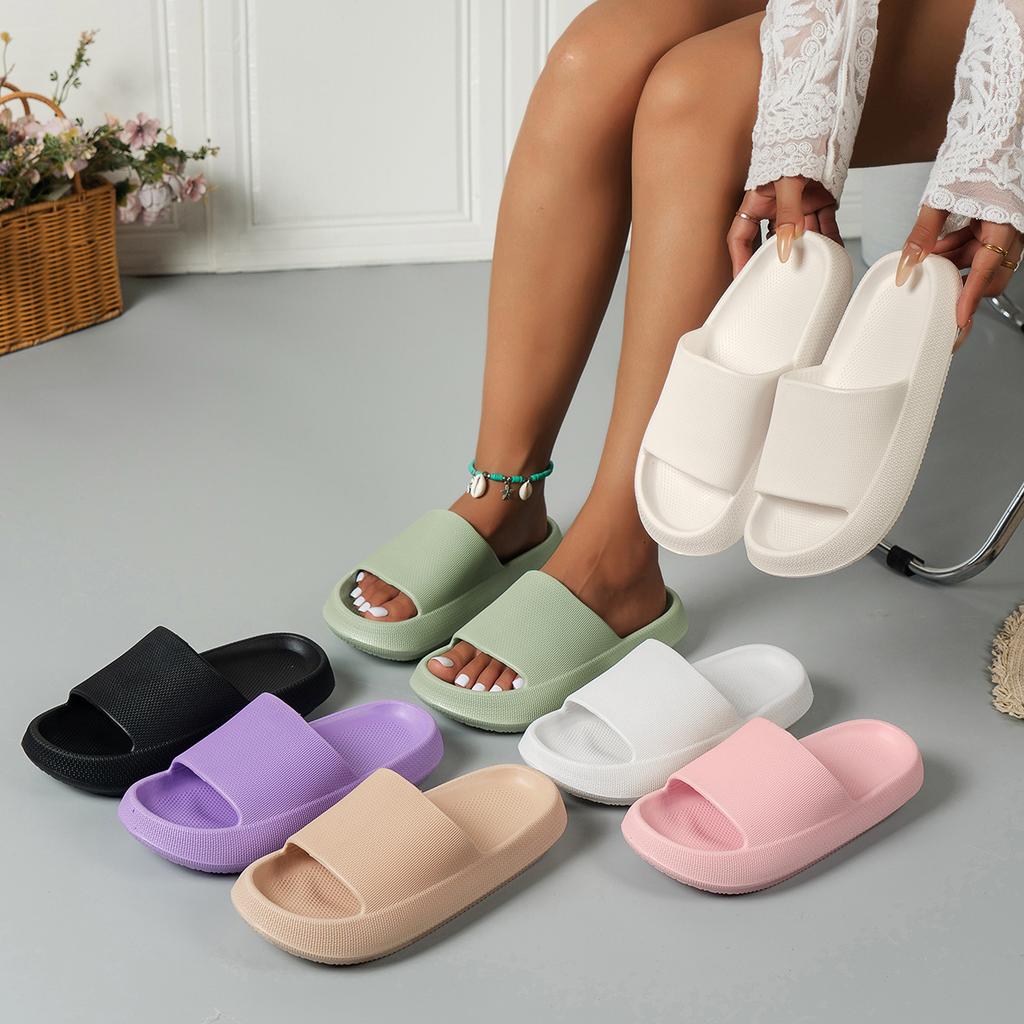 New CM thick-bottomed cool slippers women's summer indoor and outdoor home stepping on shit feeling bathing couple men height-increasing rubber a