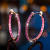 Cute Small Green Blue Red Zircon Stone Hoop Earrings For Women Charm Female Rose Gold Color Wedding Jewelry Gift