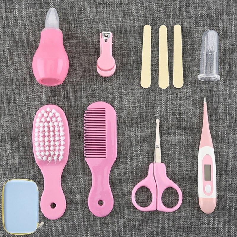 8Pcs Set Newborn Baby Care Kit Hair Brush Nail Clipper Baby Health Kits Infant Thermometer Grooming Brush Kit
