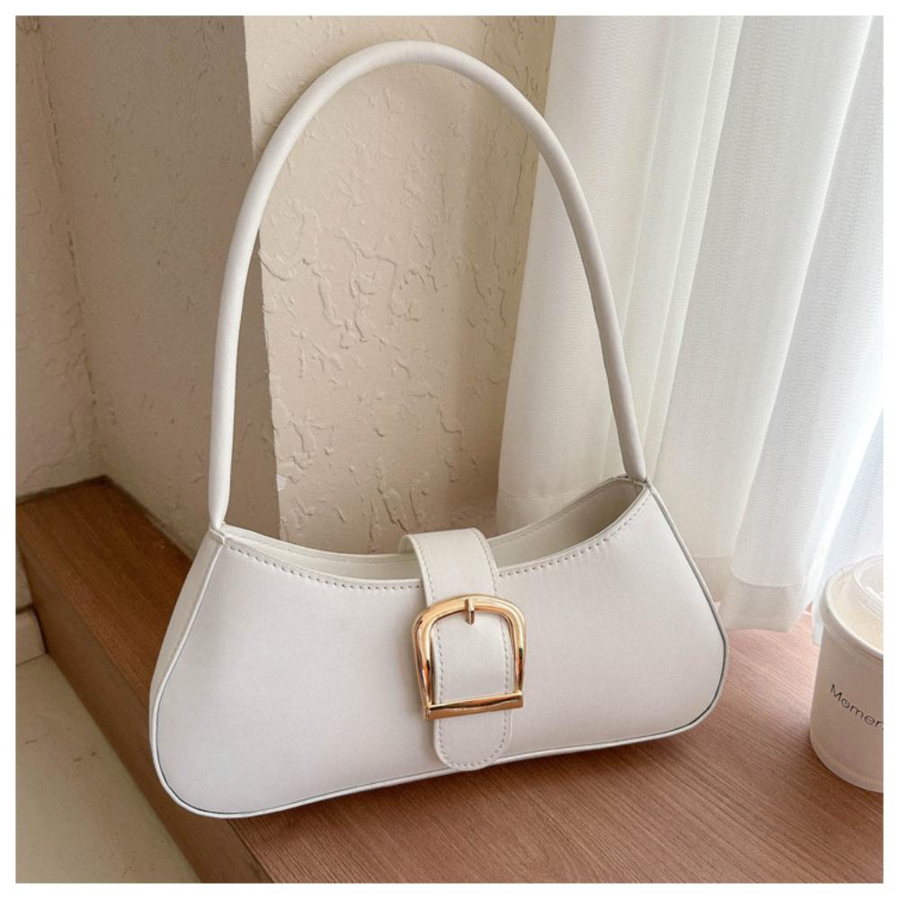 Shoulder Bag Smooth French Bag Underarm Bag Ergomic Pu Leather Handbag For Shopping Daily Use Office