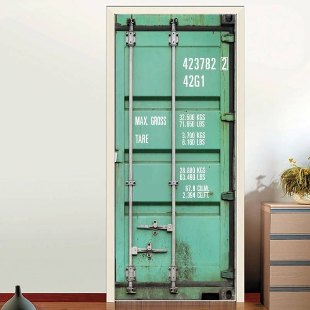 

3D High Simulation Container Door Seriesr Наклейки на двері Шпалери Індустріальний стиль ПВХ Самоклеючий Плакат для декору спальні Фреска 40x120cm(not cut)
