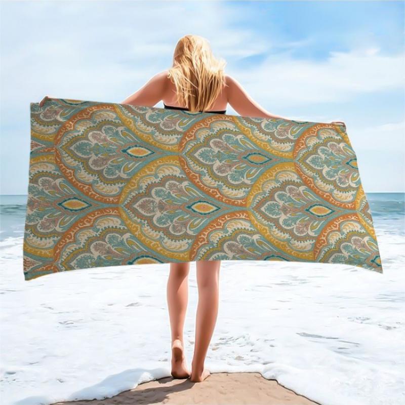 

1pc Bohemian Pattern Beach Towel, High Absorbent, Quick Dry, Lightweight, Ultra Soft Microfiber Bath Towel, Soft Texture Towel. W40*H60(CM)