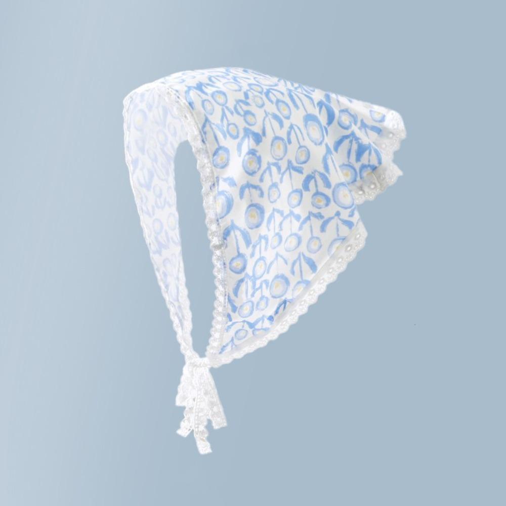 Elegant Floral Cotton Head Scarf Soft Wrap Printing Hair Scarf Vintage Lace Triangle Scarf  Beach