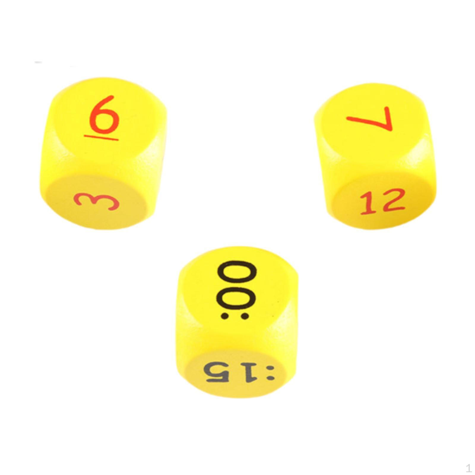 

3 штуки кубиков для определения времени, час и минута, шестигранные деревянные, распознавание, детская обучающая игра