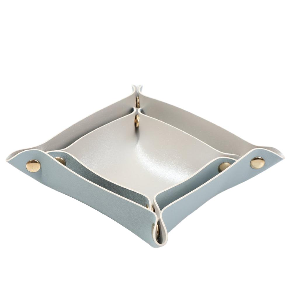 2PCS Nordic Leather Desktop Storage Tray PVC Leather Jewelry Cosmetic Key Storage Tray Desktop Folding Organizer Storage Box