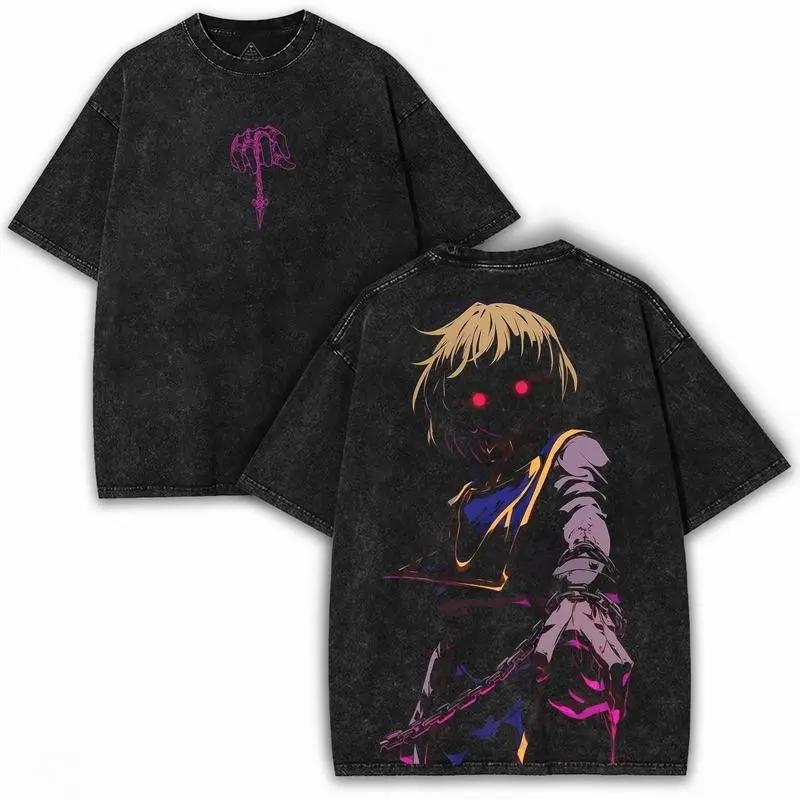 HUNTER×HUNTER CURARPIKT T-Shirt Herren Damen Kleidung Harajuku Y2k Gewaschenes T-Shirt Sommer Kurzarm Lässige Baumwoll-T-Shirts Oberteile