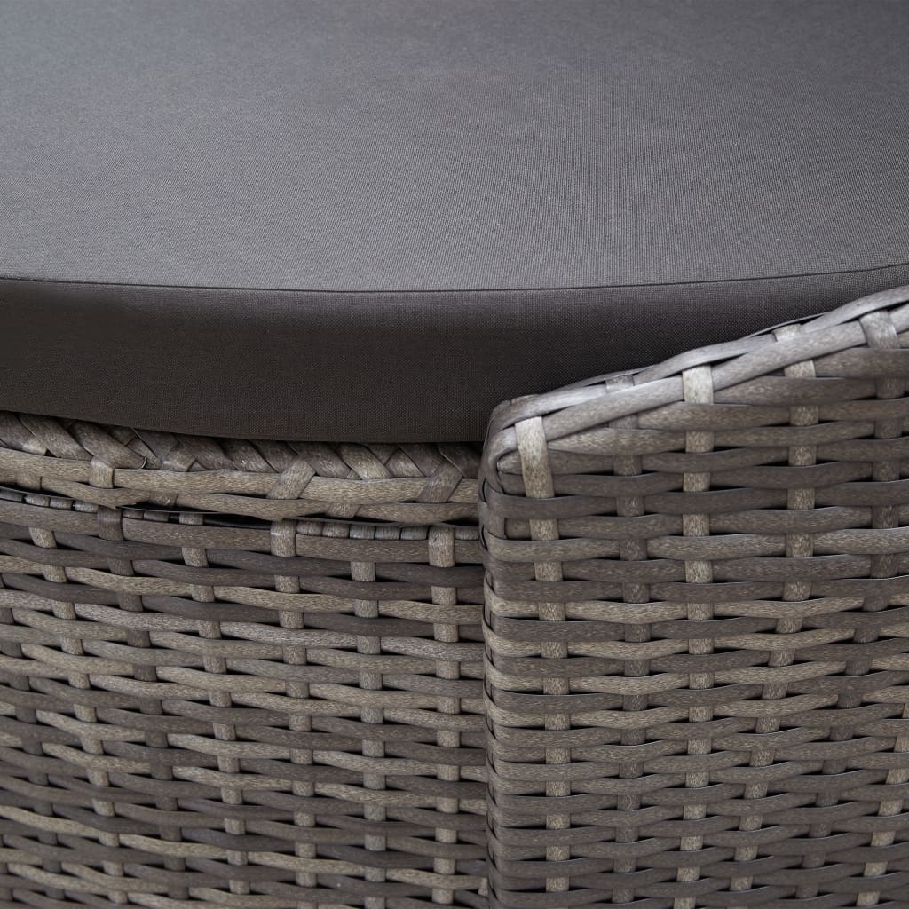 Outdoor Lounge Bed with Canopy Gray