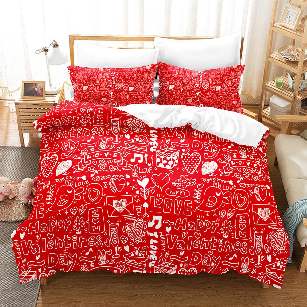 3D Couple Room Bedding Set Valentine's Day Duvet Cover Pillowcase 2/3 Pieces AU220 * 240 Super King Soft Zippered Home Textile