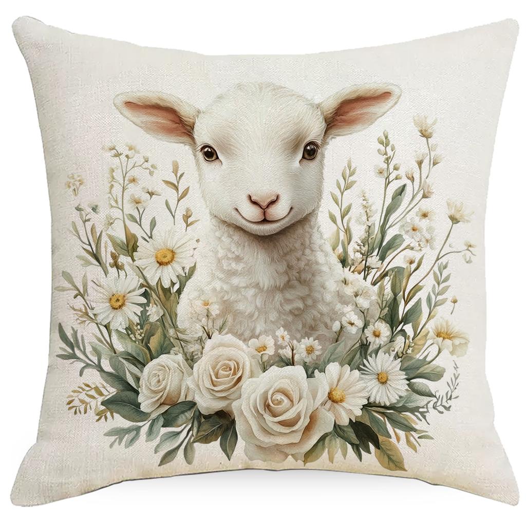 Retro Farmhouse Pillowcase Floral Animal Home Sofa Cushion Pillowcase
