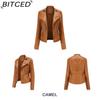 BITCED Spring/Autumn Women's Leather Jacket Slim-Fit Lightweight Short Jacket Biker Jacket