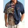 Mens Short Sleeve Casual Shirt Vintage Hawaiian Print Loose Fit Streetwear