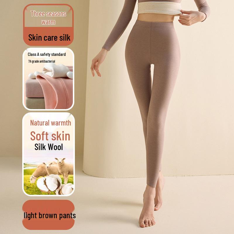 

Женский шерстяной и шелковый термокостюм: Воротник-стойка, толстая полуводолазка, теплые штаны для осени и зимы XL (115-135 lbs)