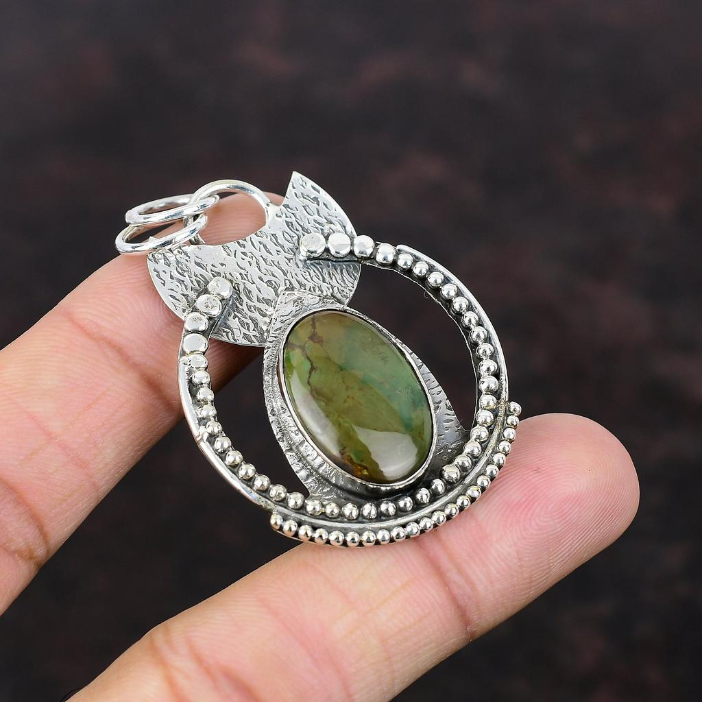 Tibetan Turquoise Pendant 925 Sterling Silver Pendant Handmade Ethnic Jewelry Genuine Gemstone Pendant Gift For Friend Healing Stone Jewelry