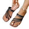 Summer New Women's European and American Sandals Flat-soled Slippers Woven Sandals Foreign Trade Independent Station Large Size Women's Shoes