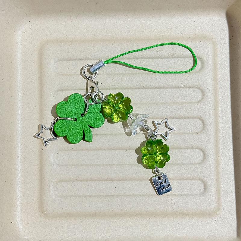 

Ручная работа Цепочка для телефона из бусин Счастливые четырехлистные клеверы Цепочка для телефона Универсальный шнурок для мобильного телефона Брелок Подвеска Подарки
