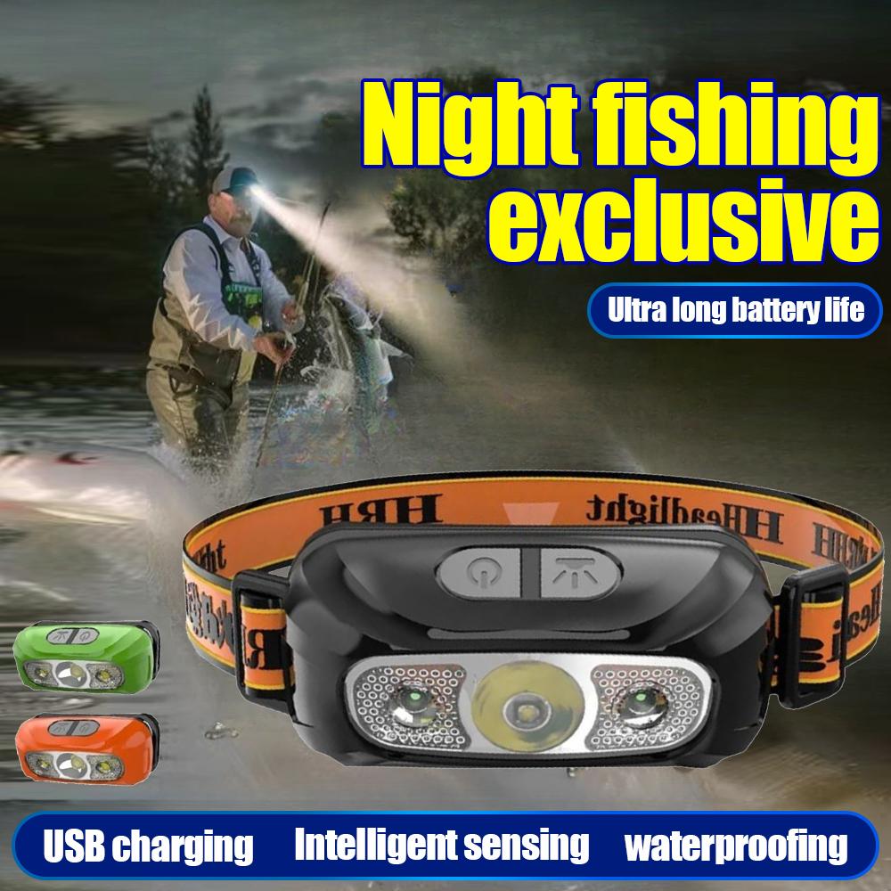 

Outdoor Headlamp Rechargeable Headlamp Rechargeable Sensor Headlamp for Outdoor Activities Bright Led Waterproof Camping Gear A