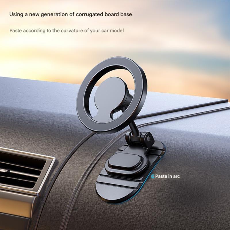 360 Degree Rotating Metal Car Phone Holder Foldable Magnetic Mount Space Saving Brackets for Secure Hands Easy Driving