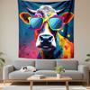 Colorful Cow with Sunglasses Patterned Tapestry Decorative Wall Hanging, Home Bedroom Living Room Decor
