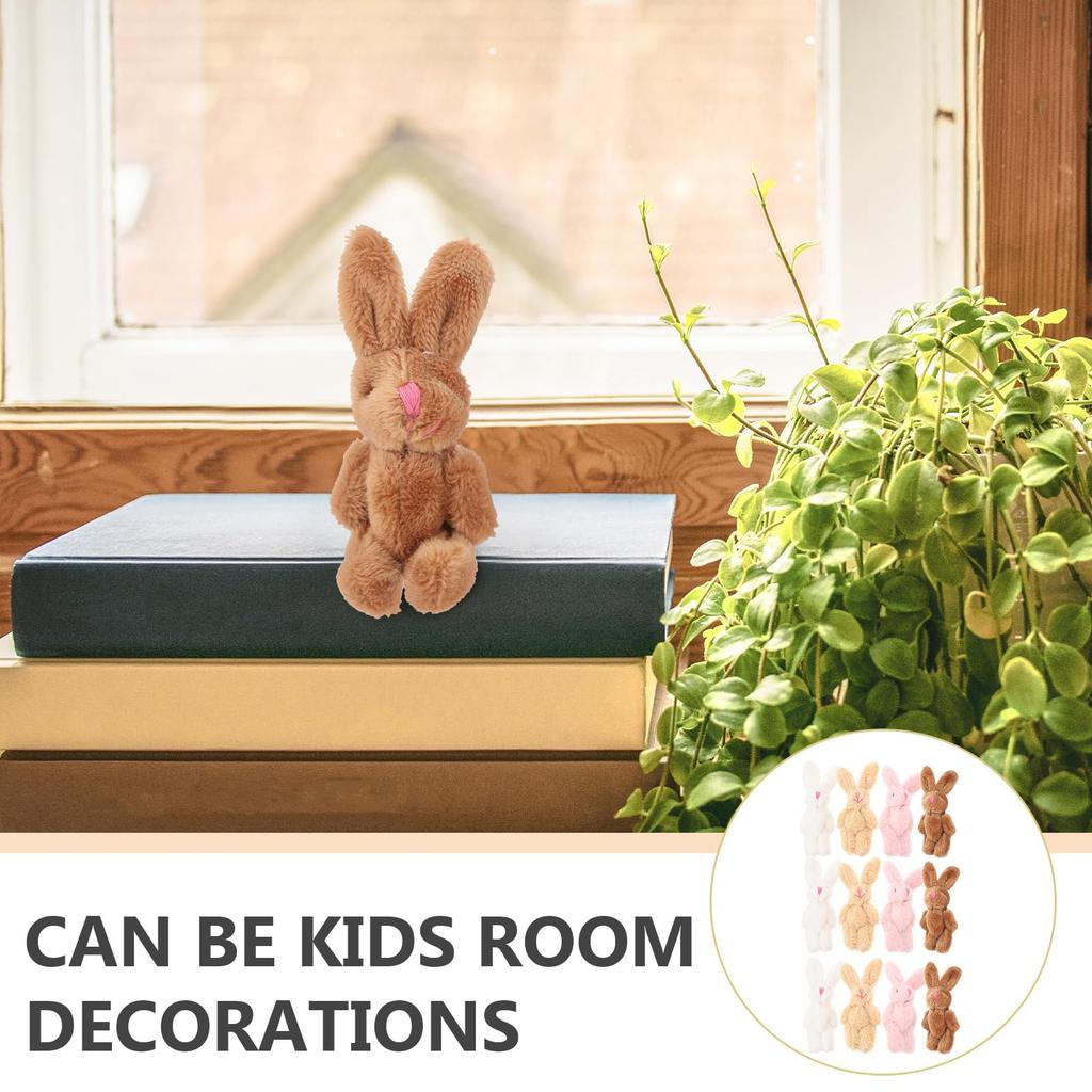 Lurrose 20-Piece Set Mini Plush Rabbits, 3.35-Inch Small Jointed Bunny Dolls with Keychains, Kids Toys, Easter, Birthday, and Decoration